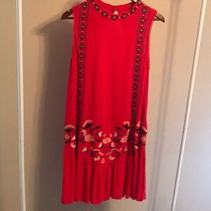 xhilaration Red Embroidered Open Back Dress - XL